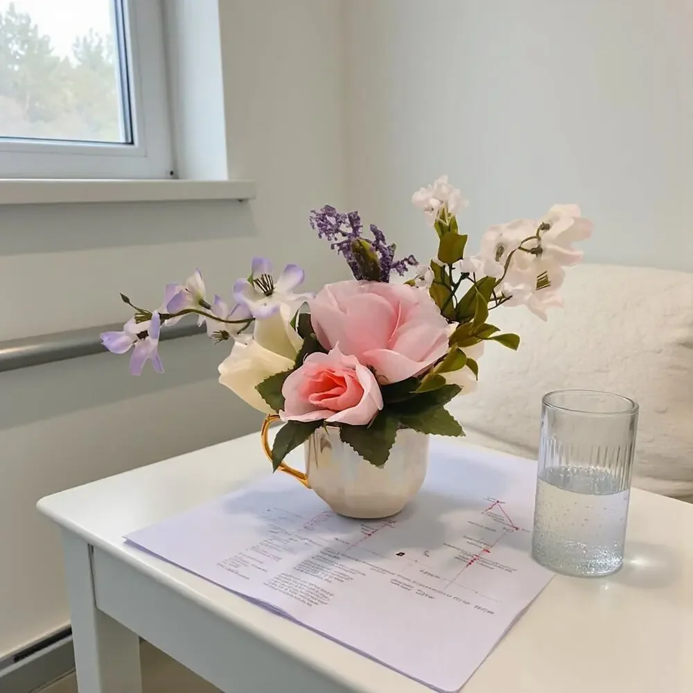 Mary Pop-Ins Tea Cup Floral Arrangement pink white